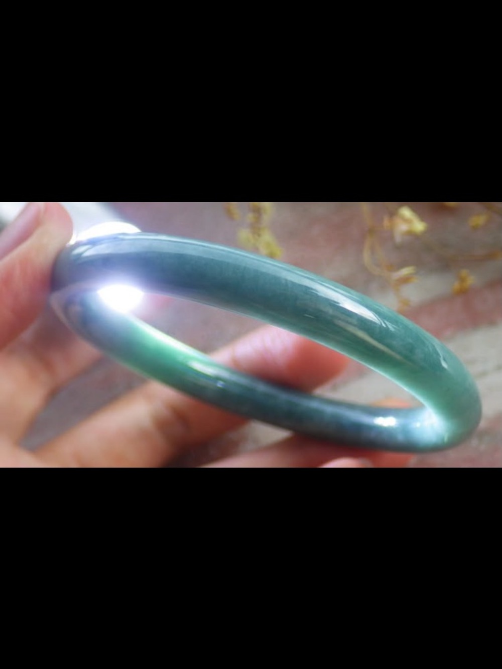 Green Certificate Jadeite jade Good fortune Bangle Bracelet 57mm 7 inches
